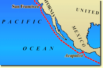 Map of Acapulco and San Francisco