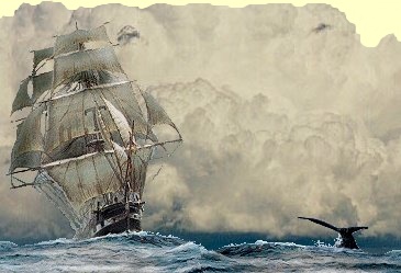 Iron hulled barque in storm